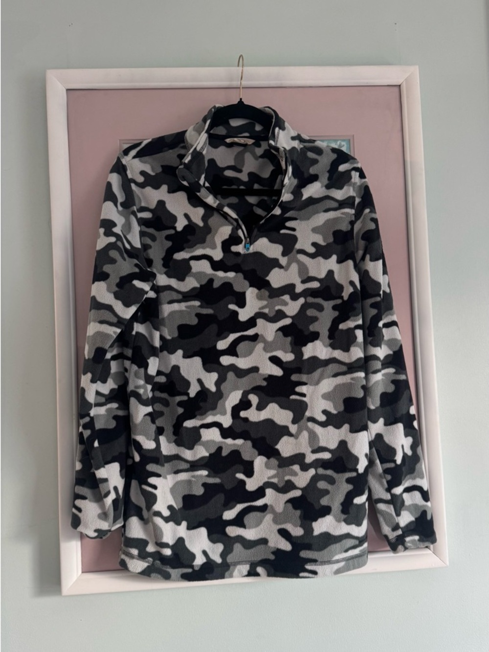 Lands' End Black & Gray Camo Quarter-Zip Hoodie